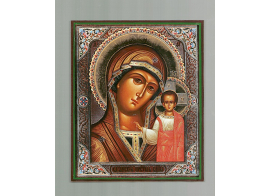 Икона "Казанской Божьей Матери" на планшете (Тиль)