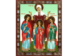 Икона "Вера,Надежда,Любовь и мать их Софья" на оргалите